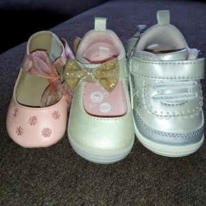 3 pairs of baby girl shoes
